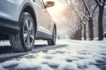 雪道でのスタッドレスタイヤの車03