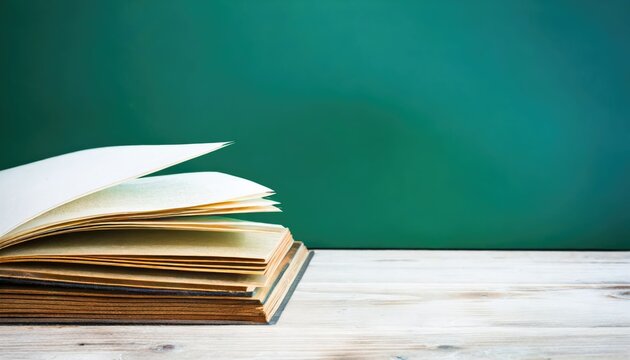 Education et connaissances - Livre ouvert devant un tableau vert