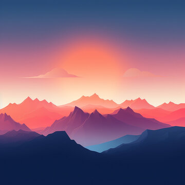 sunset in mountains gradients 