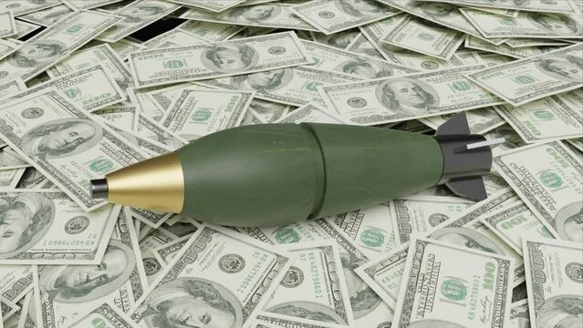4k of cost of war animation,money stack,falling mortar bullet,us dollar ,palestine war,israel war,perfect for news  video