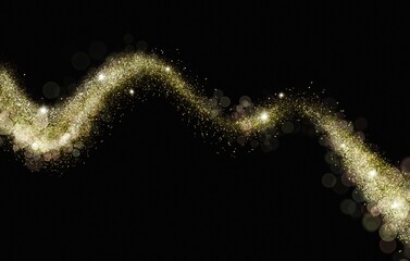 Luxury gold glitter. golden sparkle confetti. shiny glittering dust Frame border Background and Backdrop
