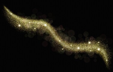 Luxury gold glitter. golden sparkle confetti. shiny glittering dust Frame border Background and Backdrop