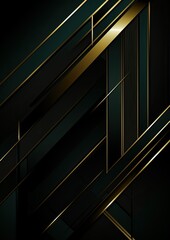 Dark black green and gold luxury lines background