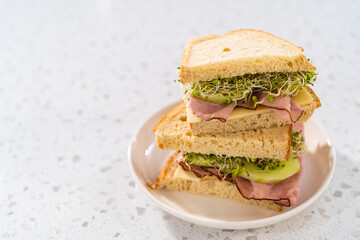 Ham, Cucumber, and Sprout Sandwich