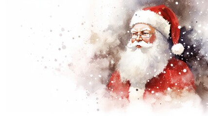 Santa Claus. Christmas watercolor illustration. Card background frame. Copy space.