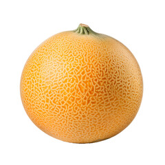 Vibrant, full-bodied cantaloupe fruit with a detailed texture and juicy appearance, isolated on a transparent background for versatile use.