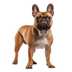 Obraz premium Illustration of a French bulldog, full body view, presented on a transparent background, showcasing the breed's distinctive features.