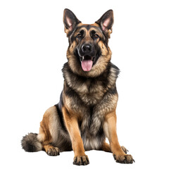 German Shepherd dog depicted in full body stance, elegantly poised on a transparent background for versatile use.