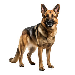 German shepherd dog, full-body pose, showcased clearly against a transparent backdrop.