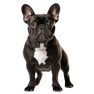 French bulldog in a pose showcasing its full body, displayed on a transparent background for clear viewing.