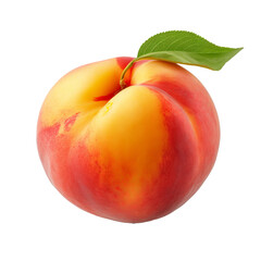 Fototapeta na wymiar Peach fruit with full body, ripe and vibrant, shown in its entirety isolated on a transparent background.