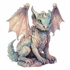 Fototapeta premium Spooky, Halloween, Pastel, Gargoyle, Watercolor