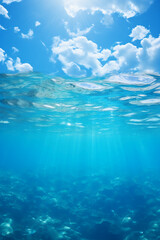 Fototapeta na wymiar A deep blue ocean with a white cloud floating on it. AI generative