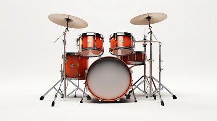 Drum Kit isolated on white background 3D Rendering