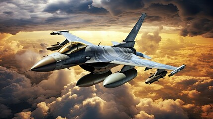 Fighting Falcon fighter jet model against - obrazy, fototapety, plakaty