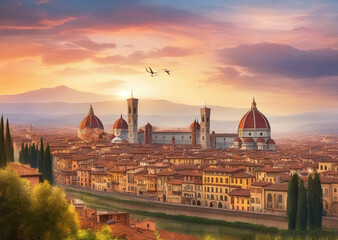 View Of Duomo From Piazzale Michelangelo - obrazy, fototapety, plakaty