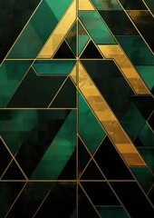 green black gold triangle abstract geometric presentation