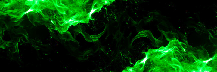 glowing green fire particle effect © irham