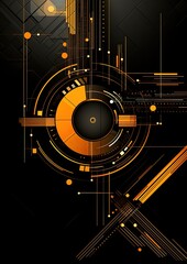 orange black gold circle abstract geometric presentation