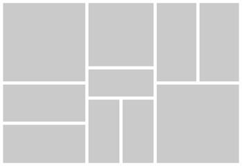 Pictures or photos frame collage. comics page grid layout abstract photo frames and digital photo wall template