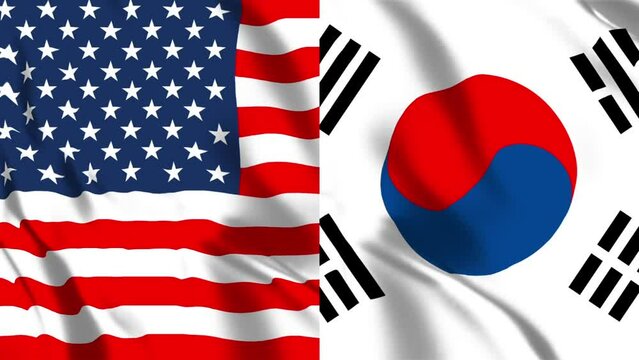 アメリカと韓国の国旗
