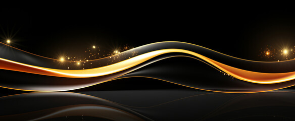 Abstract wave fluid black luxury elegant background modern minimalism with golden line background_