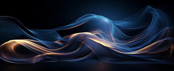 Abstract Blue luxury elegant background with Subtle waves with golden lines