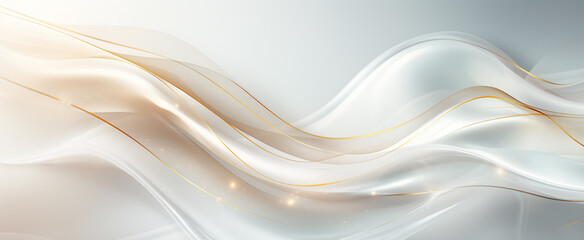 Abstract white luxury waves background with fine golden lines