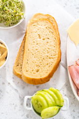 Ham, Cucumber, and Sprout Sandwich