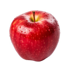 An apple with a complete and intact form, showcased against a clear, see-through backdrop.