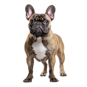 French bulldog, full body display, poised on a transparent background, showcasing its compact build and bat-like ears.