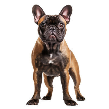French bulldog in full view, standing on a transparent background, showcasing its compact body and distinctive bat-like ears.