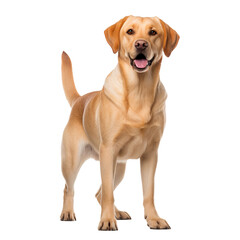 A full-body image of a Labrador Retriever, well-defined and displayed against a transparent...