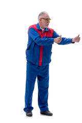 Fototapeta premium Old repairman isolated on white