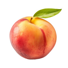 Fototapeta na wymiar Peach fruit rendered in full detail, with a clear, complete image on a transparent backdrop for versatile use.