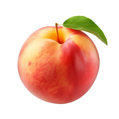 Peach fruit depicted in full, ripe and luscious with a smooth texture and vibrant color, showcased against a clear, transparent background.