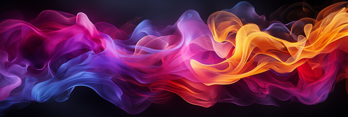 abstract dark Purple, Pink blue and yellow glows with smoke Background_