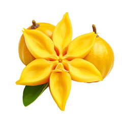 Star fruit isolated, full-bodied clear image, vivid details and natural colors, displayed on a transparent background for versatile use.