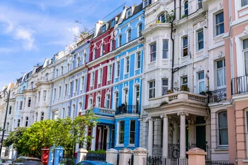 Zelfklevend Fotobehang Colorful Row Houses in Notting Hill London England © Kyle