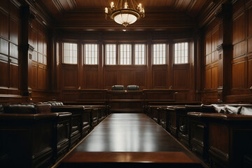 Empty courtroom environment 2 - obrazy, fototapety, plakaty