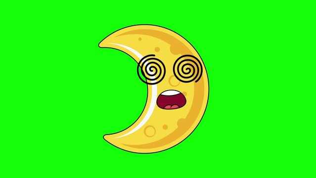 crescent moon Face with spiral eyes, hypnotized expression
