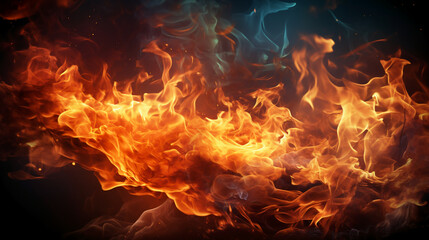 Fototapeta premium Abstract blaze fire flame texture for banner background. AI generative