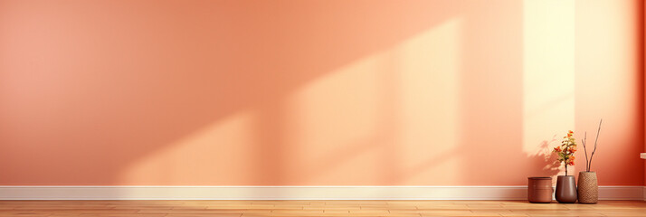 Peach Pink room interior view studio abstract background_