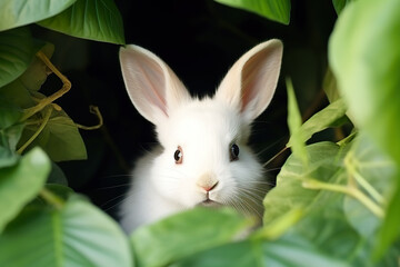 Rabbit hiding in the bushes. 