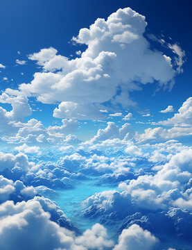 blue sky with a few hazy clouds, pixar style, simple image, colorful. AI generative