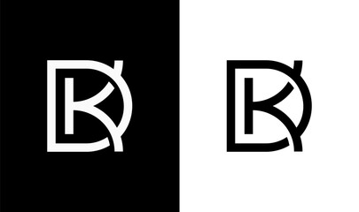 Letter D K DK logo with monogram line art concept. vector illustration template	
