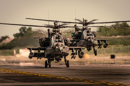 military helicopters in action