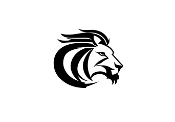 C Lion Head Logo, C Lion Symbol, C Lion Emblem, Black Lion Head Vector