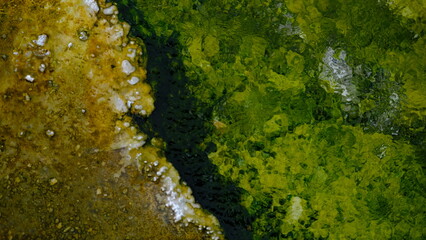 abstract art made by mother earth, Pond minerals in Geysers, Yellowstone national Park, Wyoming