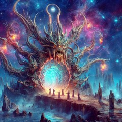 monsters magic celestial gates across the space